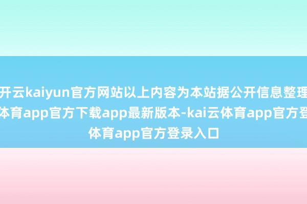 开云kaiyun官方网站以上内容为本站据公开信息整理-kai云体育app官方下载app最新版本-kai云体育app官方登录入口
